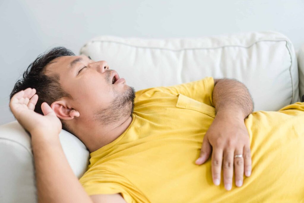Snoring man before oral appliance therapy in New York, NY