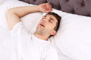 Man with sleep apnea during home sleep study in New York, NY