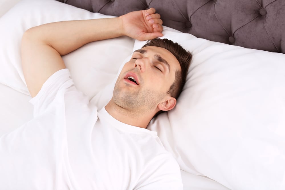 Man with sleep apnea during home sleep study in New York, NY